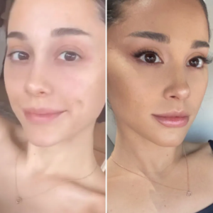 Ariana Grande Makeup and No Makeup Look